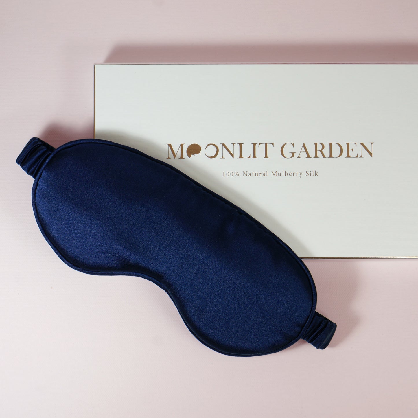 MOONLIT GARDEN 22 Momme Mulberry Silk Pillowcase & Sleep Mask Navy Set