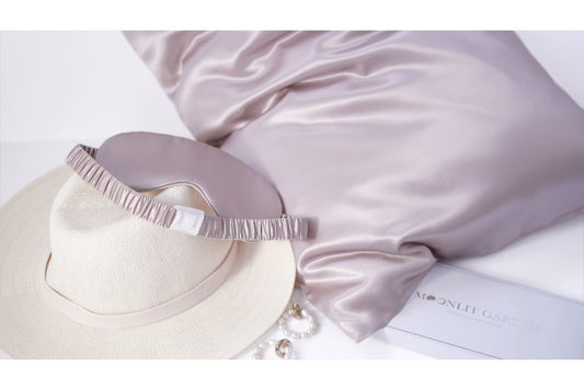 MOONLIT GARDEN 22 Momme Mulberry Silk Sleep Mask Taro-Milk